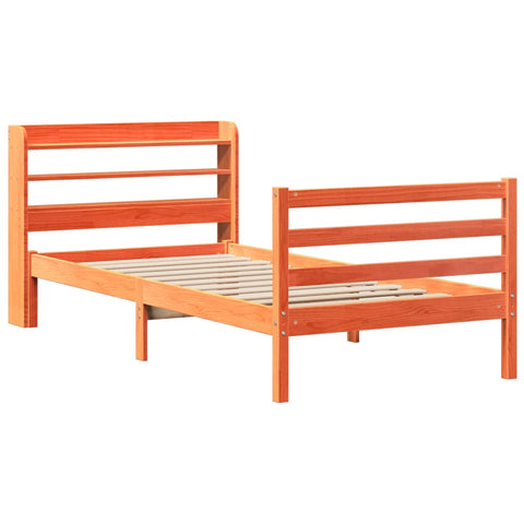 vidaXL Bed Frame without Mattress Wax Brown 100x200 cm Solid Wood Pine