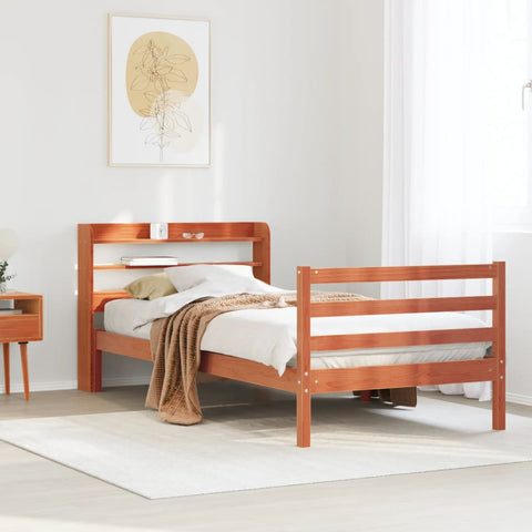 vidaXL Bed Frame without Mattress Wax Brown 100x200 cm Solid Wood Pine