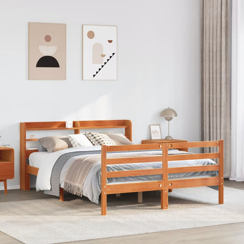 vidaXL Bed Frame without Mattress Wax Brown 160x200 cm Solid Wood Pine