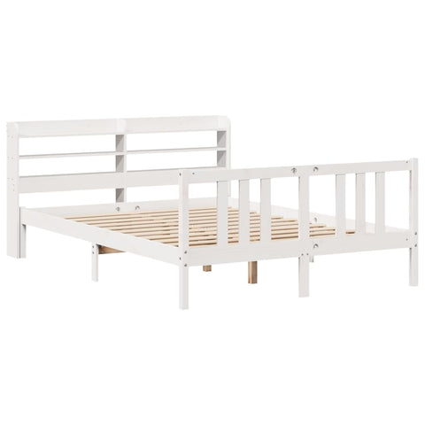 vidaXL Bed Frame with Headboard without Mattress White 140x200 cm