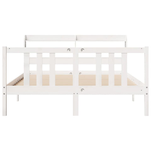 vidaXL Bed Frame with Headboard without Mattress White 140x200 cm
