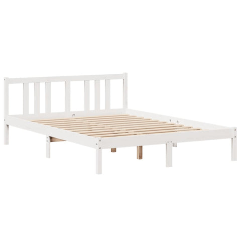 vidaXL Bed Frame with Headboard without Mattress White 140x200 cm