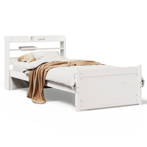 vidaXL Bed Frame with Headboard without Mattress White 100x200 cm