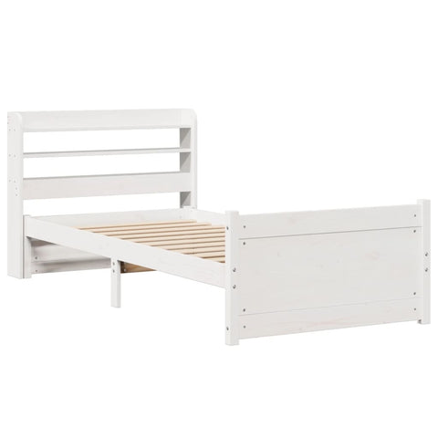 vidaXL Bed Frame with Headboard without Mattress White 100x200 cm