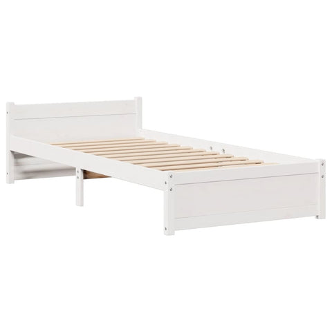 vidaXL Bed Frame with Headboard without Mattress White 100x200 cm