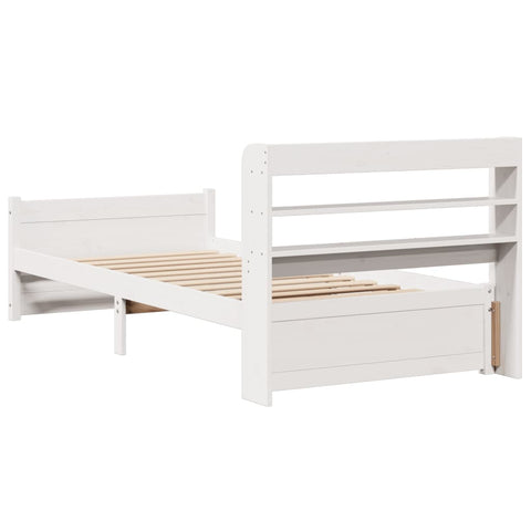 vidaXL Bed Frame with Headboard without Mattress White 100x200 cm