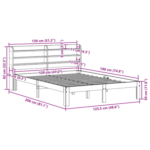 vidaXL Bed Frame with Headboard without Mattress 120x190 cm Small Double