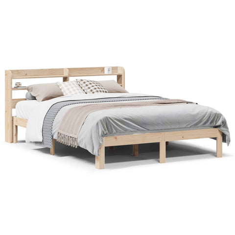 vidaXL Bed Frame with Headboard without Mattress 140x190 cm