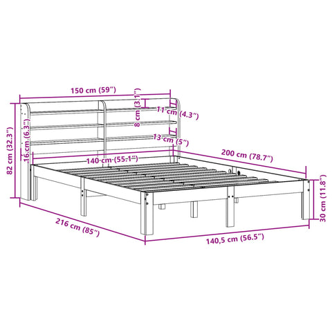vidaXL Bed Frame with Headboard without Mattress White 140x200 cm