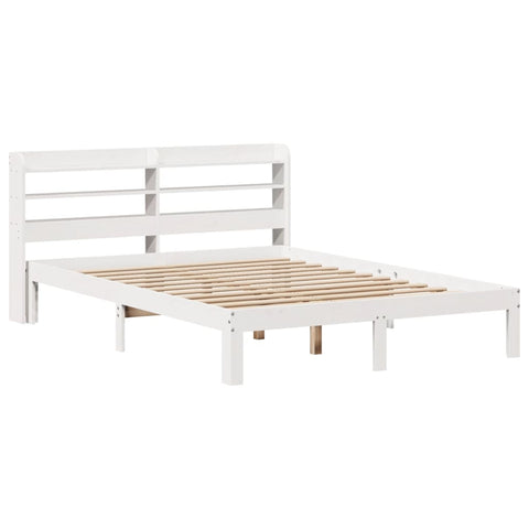 vidaXL Bed Frame with Headboard without Mattress White 150x200 cm King Size