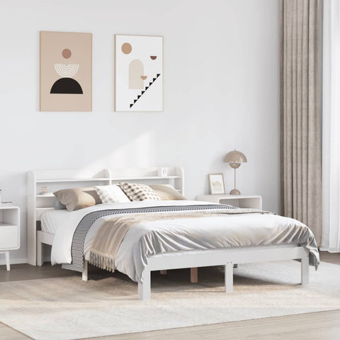 vidaXL Bed Frame with Headboard without Mattress White 150x200 cm King Size