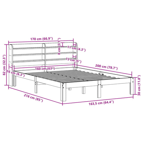 vidaXL Bed Frame with Headboard without Mattress 160x200 cm
