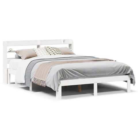vidaXL Bed Frame with Headboard without Mattress White 160x200 cm
