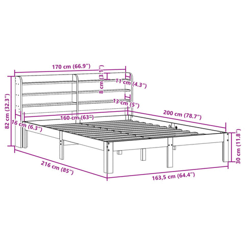 vidaXL Bed Frame with Headboard without Mattress White 160x200 cm