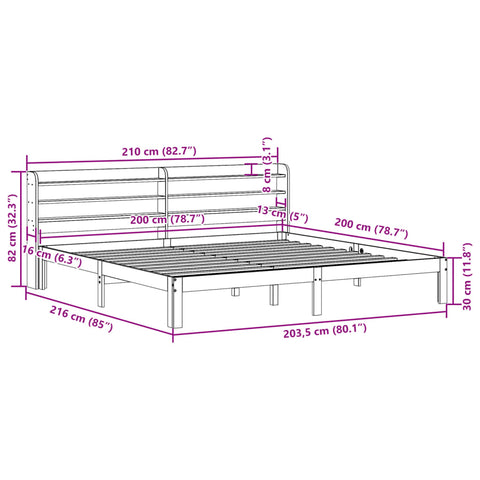 vidaXL Bed Frame with Headboard without Mattress 200x200 cm
