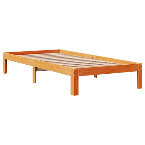 vidaXL Bed Frame without Mattress Wax Brown 75x190 cm Small Single Solid Wood Pine