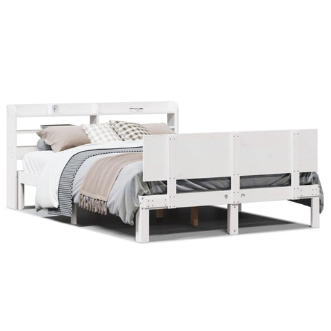 vidaXL Bed Frame with Headboard without Mattress White 120x190 cm Small Double