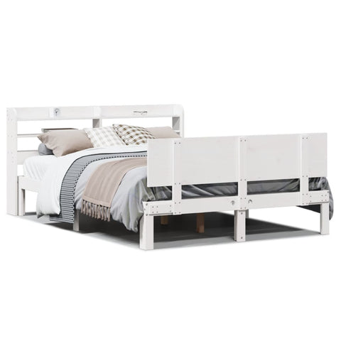 vidaXL Bed Frame with Headboard without Mattress White 135x190 cm Double