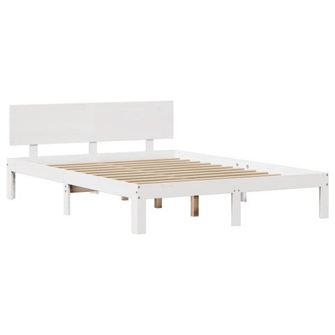 vidaXL Bed Frame with Headboard without Mattress White 135x190 cm Double