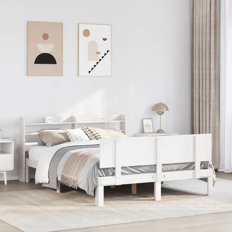 vidaXL Bed Frame with Headboard without Mattress White 135x190 cm Double