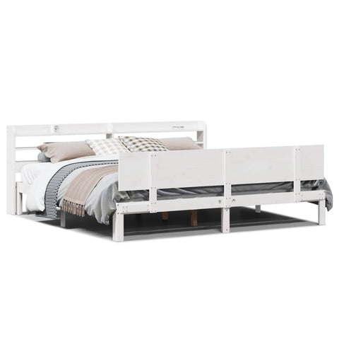 vidaXL Bed Frame with Headboard without Mattress White 180x200 cm Super King