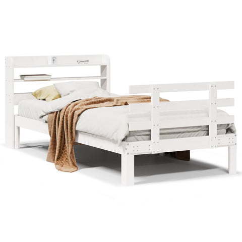 vidaXL Bed Frame with Headboard without Mattress White 90x190 cm Single
