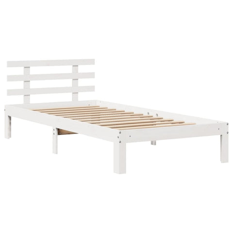 vidaXL Bed Frame with Headboard without Mattress White 90x190 cm Single