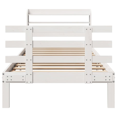 vidaXL Bed Frame with Headboard without Mattress White 90x200 cm
