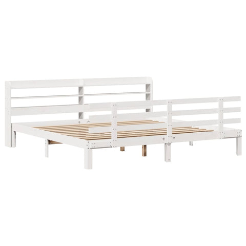 vidaXL Bed Frame with Headboard without Mattress White 200x200 cm