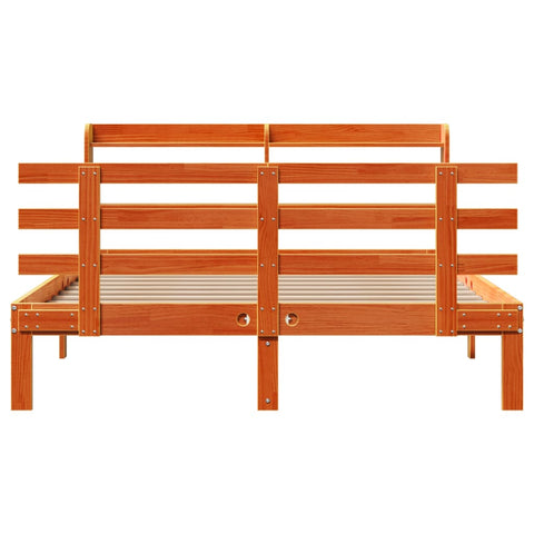 vidaXL Bed Frame with Headboard without Mattress Wax Brown 140x190 cm