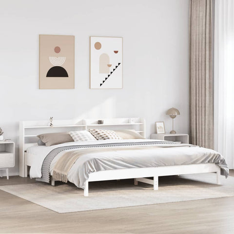 vidaXL Bed Frame without Mattress White 180x200 cm Super King Solid Wood Pine