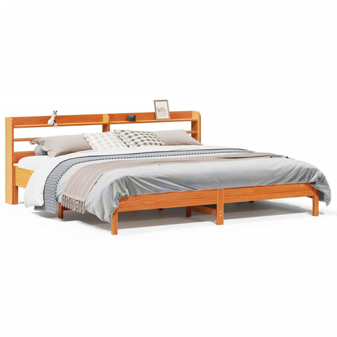 vidaXL Bed Frame without Mattress Wax Brown 180x200 cm Super King Solid Wood Pine