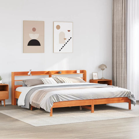 vidaXL Bed Frame without Mattress Wax Brown 180x200 cm Super King Solid Wood Pine