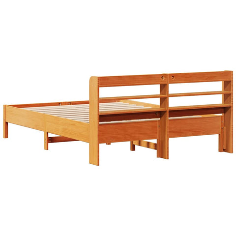 vidaXL Bed Frame without Mattress Wax Brown 140x200 cm Solid Wood Pine