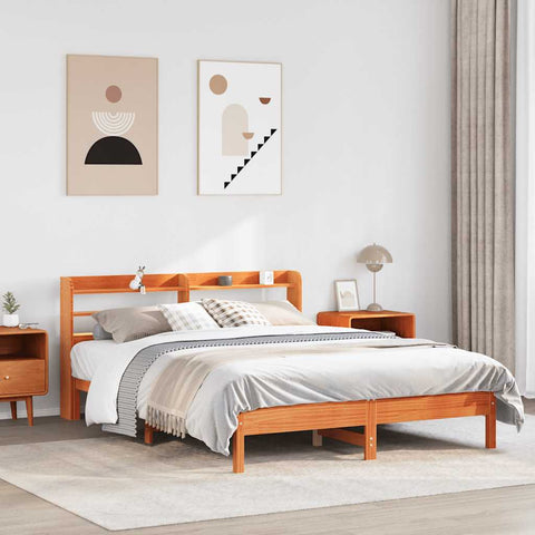 vidaXL Bed Frame without Mattress Wax Brown 140x200 cm Solid Wood Pine