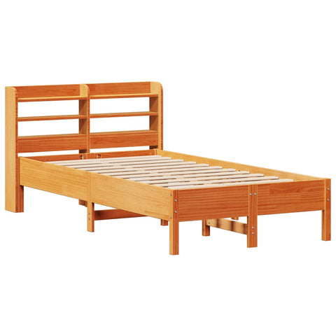 vidaXL Bed Frame without Mattress Wax Brown 75x190 cm Small Single Solid Wood Pine