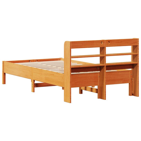 vidaXL Bed Frame without Mattress Wax Brown 75x190 cm Small Single Solid Wood Pine