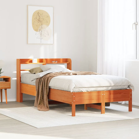 vidaXL Bed Frame without Mattress Wax Brown 75x190 cm Small Single Solid Wood Pine