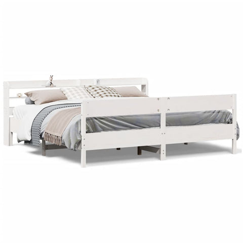vidaXL Bed Frame without Mattress White 180x200 cm Super King Solid Wood Pine