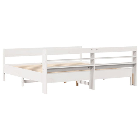 vidaXL Bed Frame without Mattress White 180x200 cm Super King Solid Wood Pine