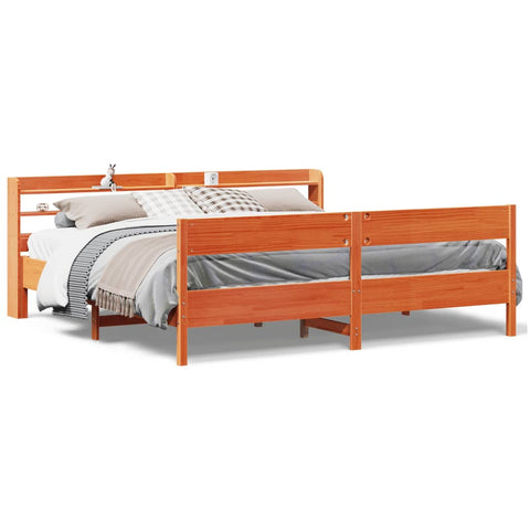vidaXL Bed Frame without Mattress Wax Brown 180x200 cm Super King Solid Wood Pine