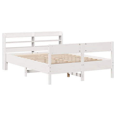 vidaXL Bed Frame without Mattress White 150x200 cm King Size Solid Wood Pine
