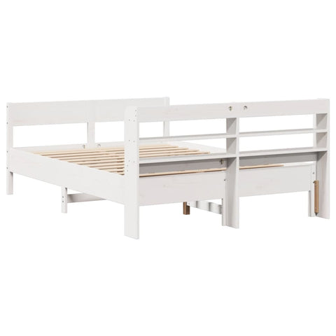 vidaXL Bed Frame without Mattress White 150x200 cm King Size Solid Wood Pine