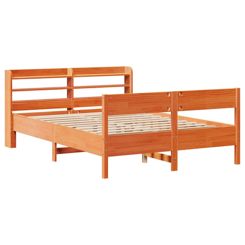 vidaXL Bed Frame without Mattress Wax Brown 140x190 cm Solid Wood Pine