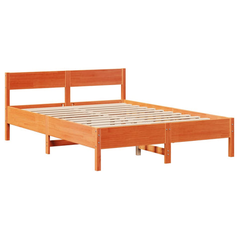 vidaXL Bed Frame without Mattress Wax Brown 140x190 cm Solid Wood Pine
