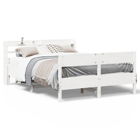 vidaXL Bed Frame without Mattress White 135x190 cm Double Solid Wood Pine