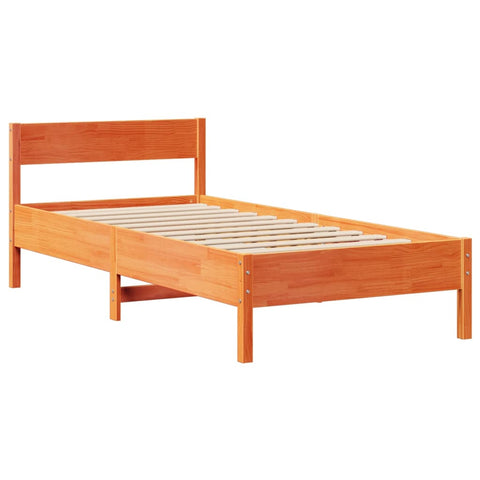 vidaXL Bed Frame without Mattress Wax Brown 75x190 cm Small Single Solid Wood Pine