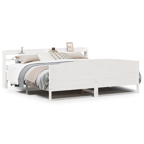 vidaXL Bed Frame without Mattress White 200x200 cm Solid Wood Pine