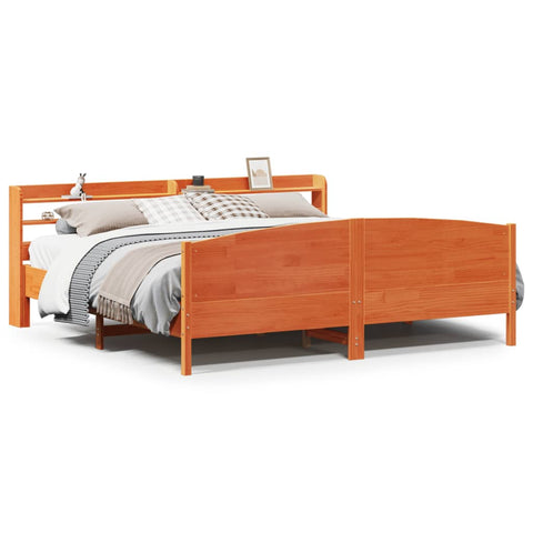 vidaXL Bed Frame without Mattress Wax Brown 200x200 cm Solid Wood Pine