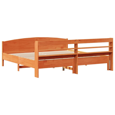 vidaXL Bed Frame without Mattress Wax Brown 200x200 cm Solid Wood Pine